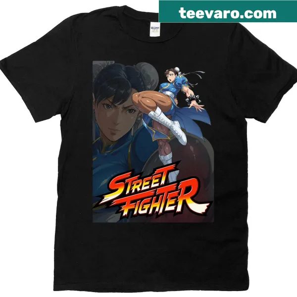 T-shirt featuring Chun-li from Street Fighter in a powerful pose