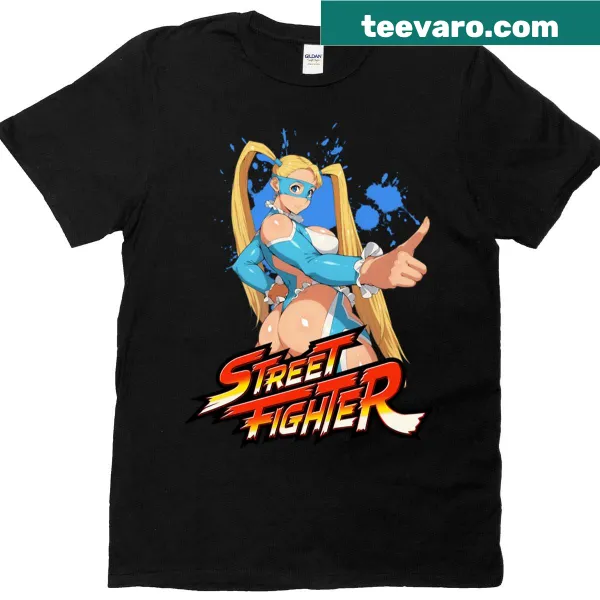 Oversized Street Fighter R Mika graphic t-shirt with character design