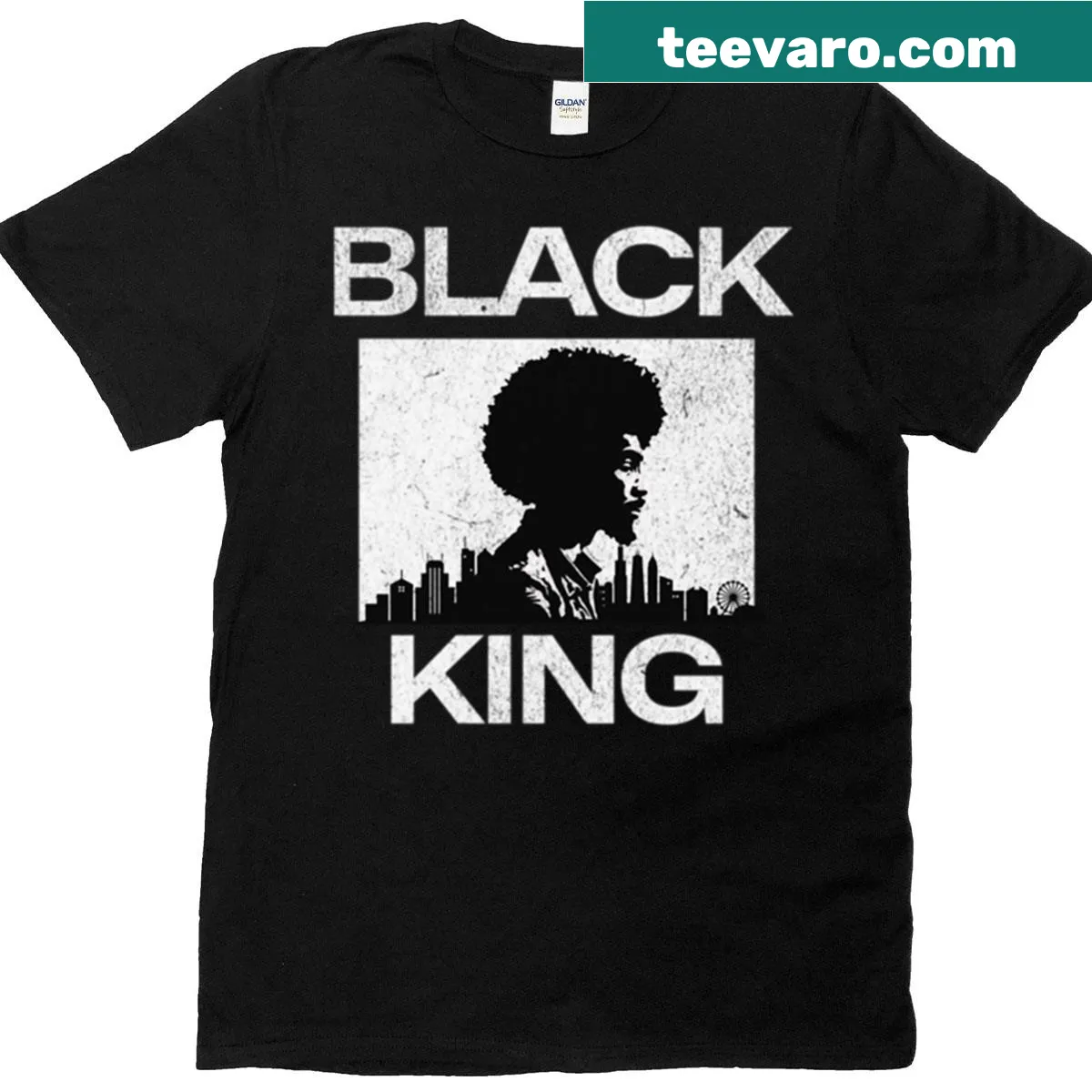 T-shirt depicting a strong Black father and child bond — on a men's t-shirt