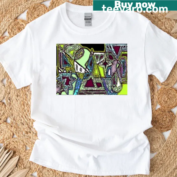 Abstract line-art structure on an oversized T-shirt