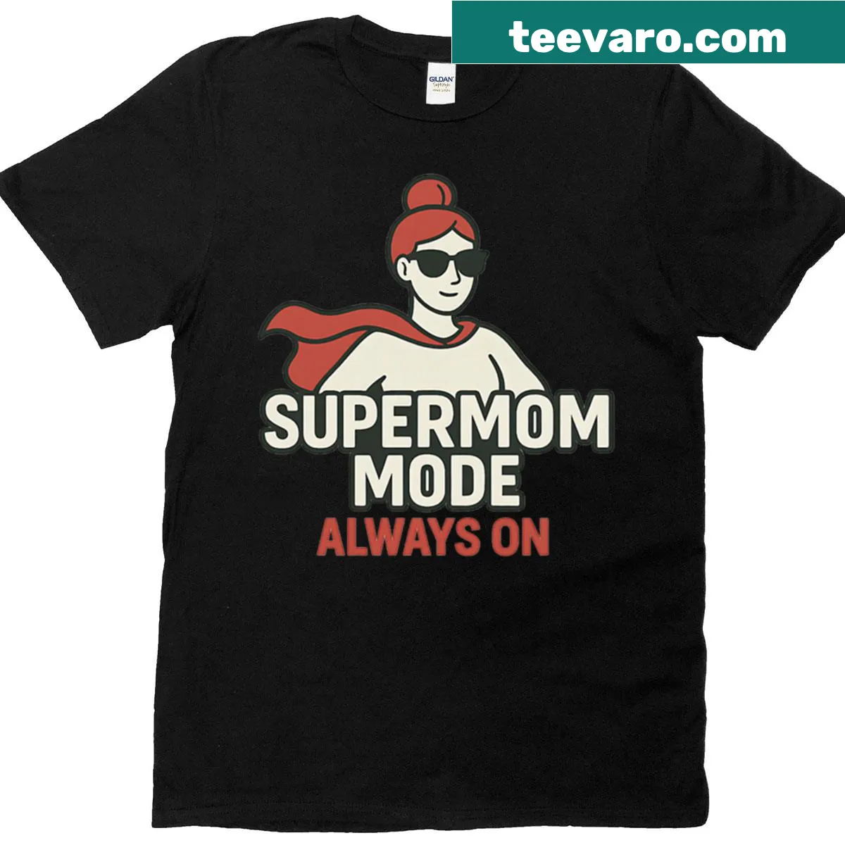 Oversized T-shirt with 'Supermom Mode - Always On' text in bold typography — on a men's t-shirt