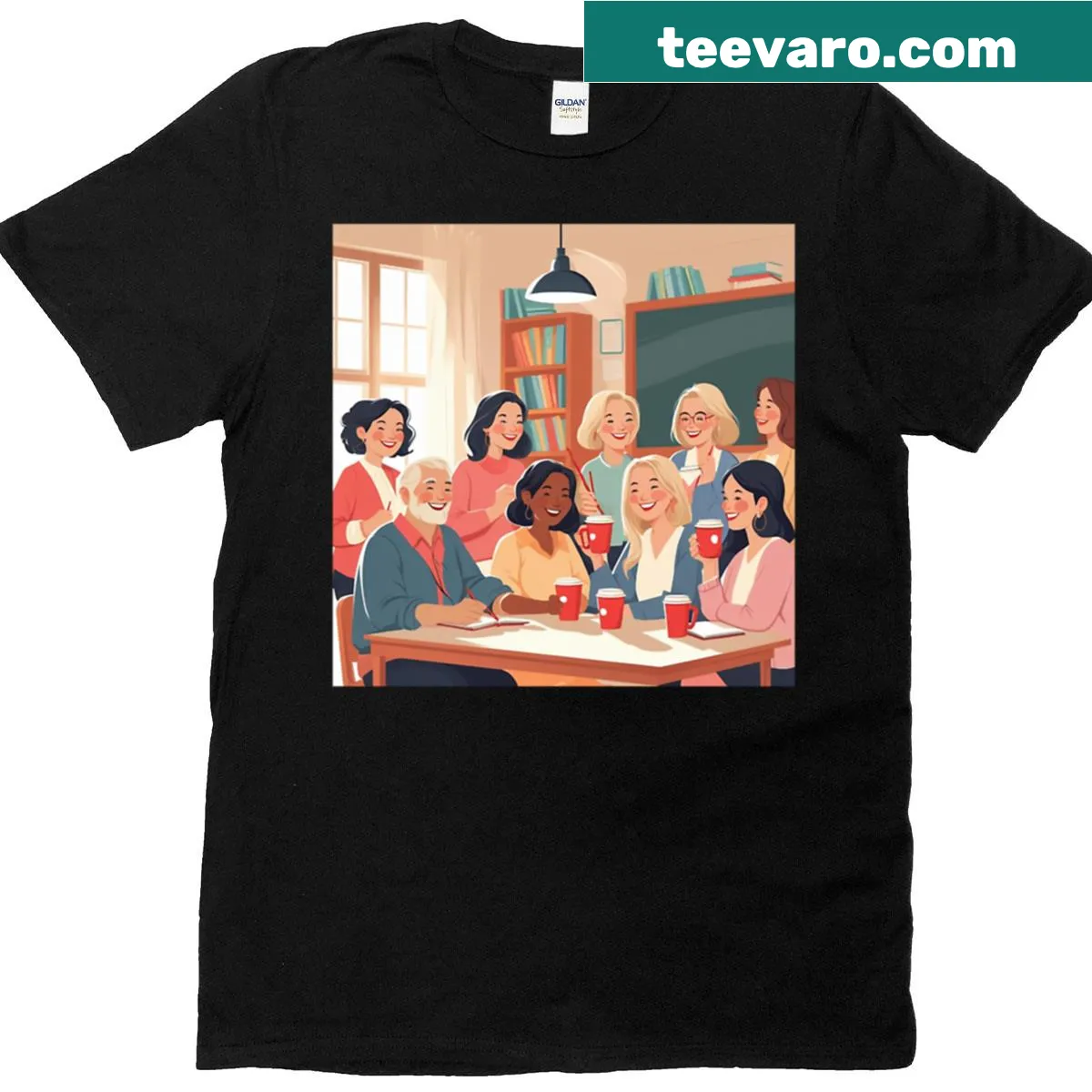 Oversized T-shirt with a funny coffee quote for teachers — on a men's t-shirt
