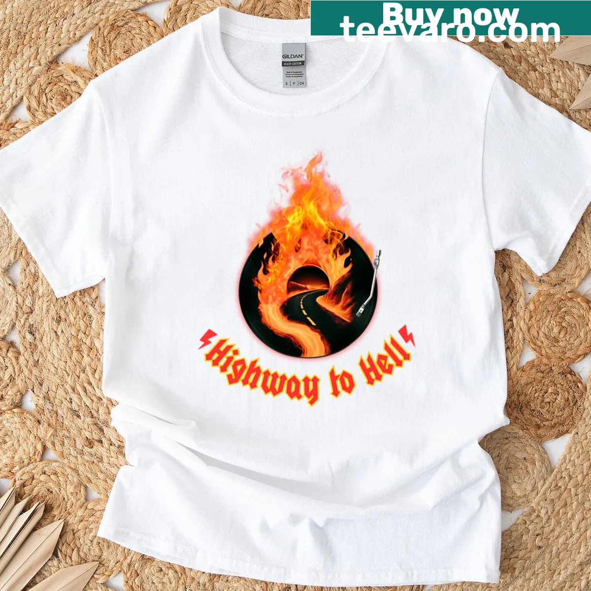 Vintage distressed t-shirt honoring Way To Hell vinyl — on a men's t-shirt