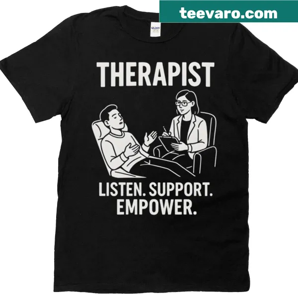 Therapist job-themed illustration on an oversized t-shirt
