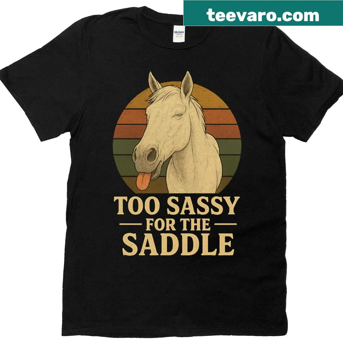 Funny retro horse-themed graphic on a t-shirt — on a men's t-shirt