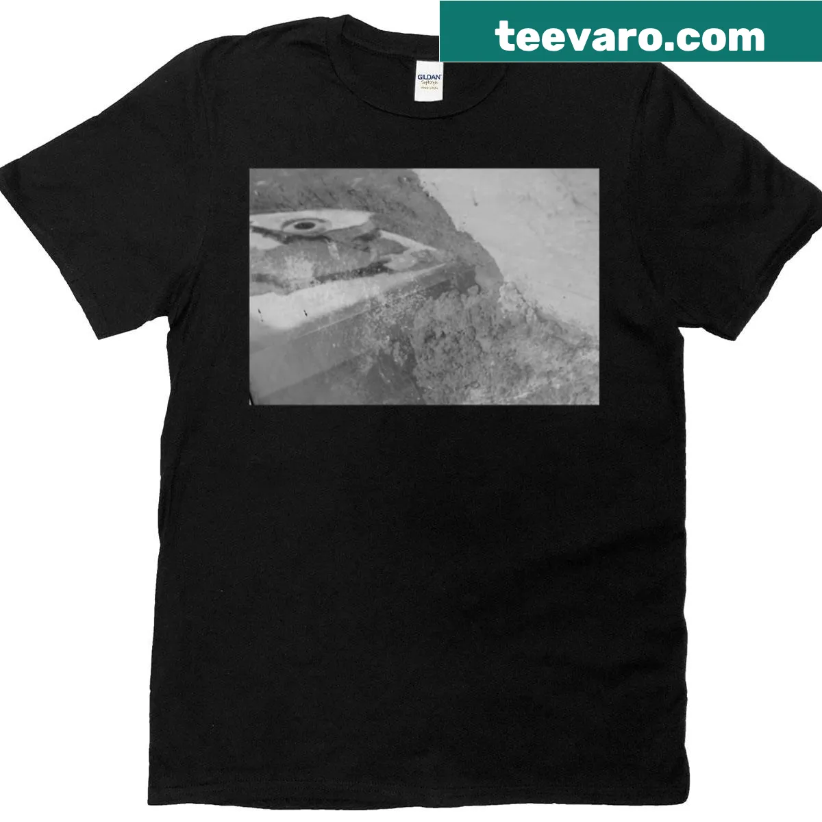 Graphic t-shirt featuring a wall through a reflective surface design — on a men's t-shirt