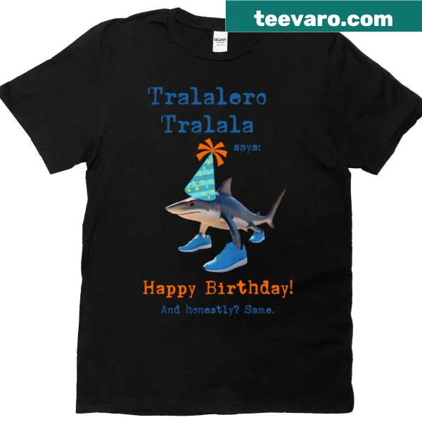 Oversized funny shark birthday wish T-shirt for kids