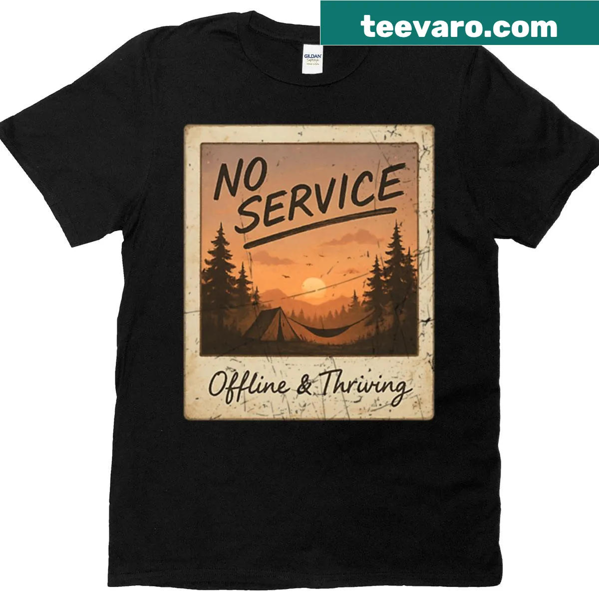 T-shirt promoting a carefree unplugged lifestyle — on a men's t-shirt