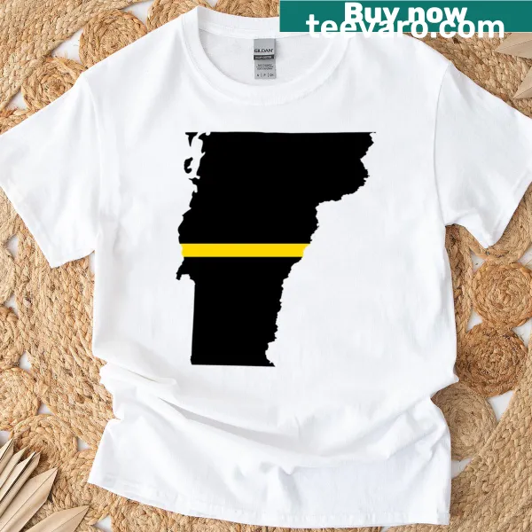 T-shirt featuring a thin gold line emblem representing support for first responders