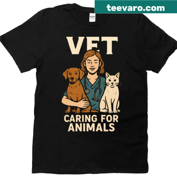 Illustration of a veterinarian caring for animals