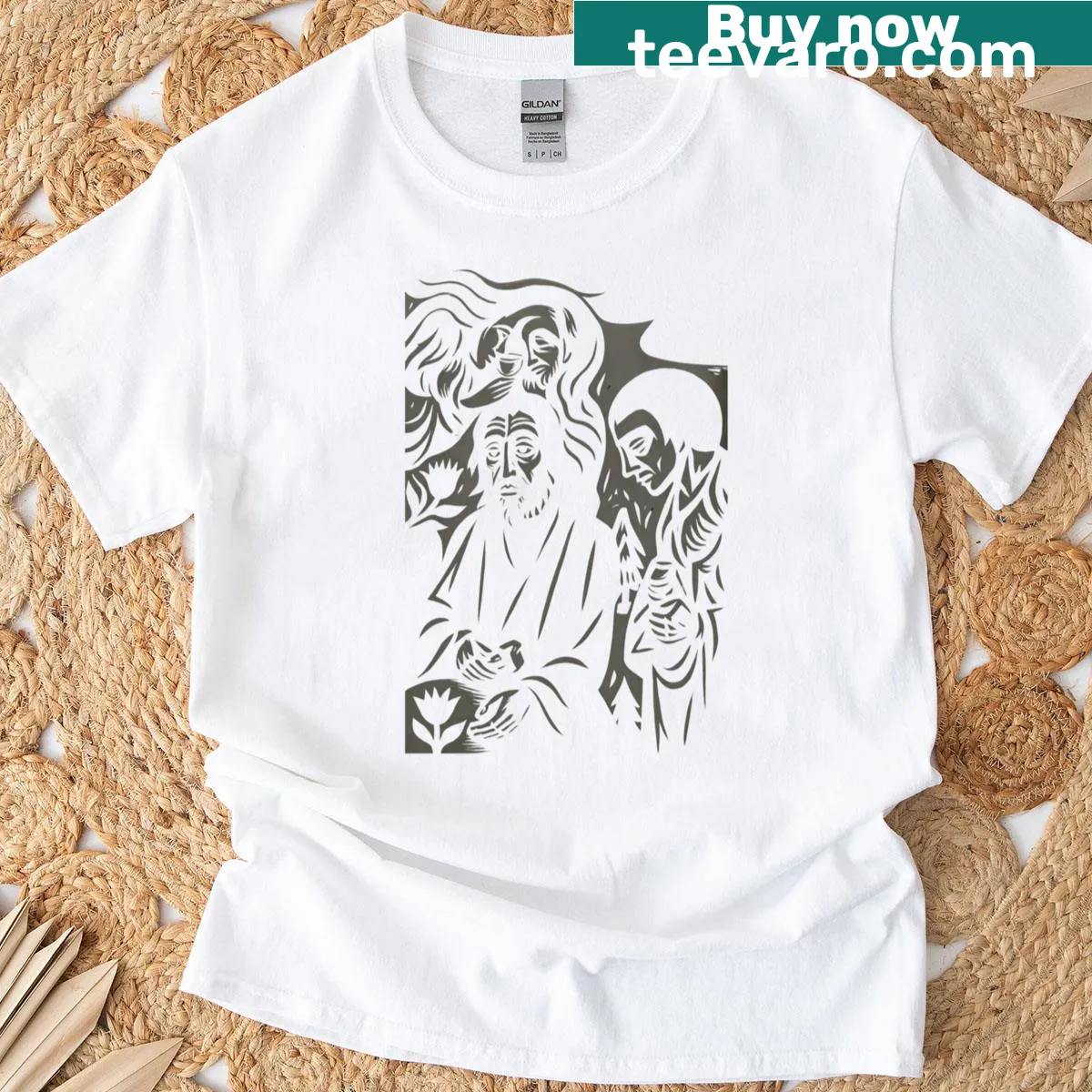 Humorous robot vacuum graphic on an oversized T-shirt — on a men's t-shirt
