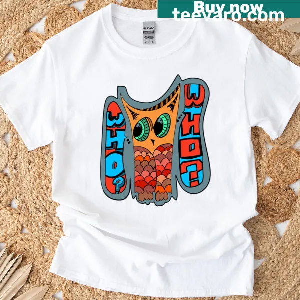 Illustration of an owl on an oversized t-shirt