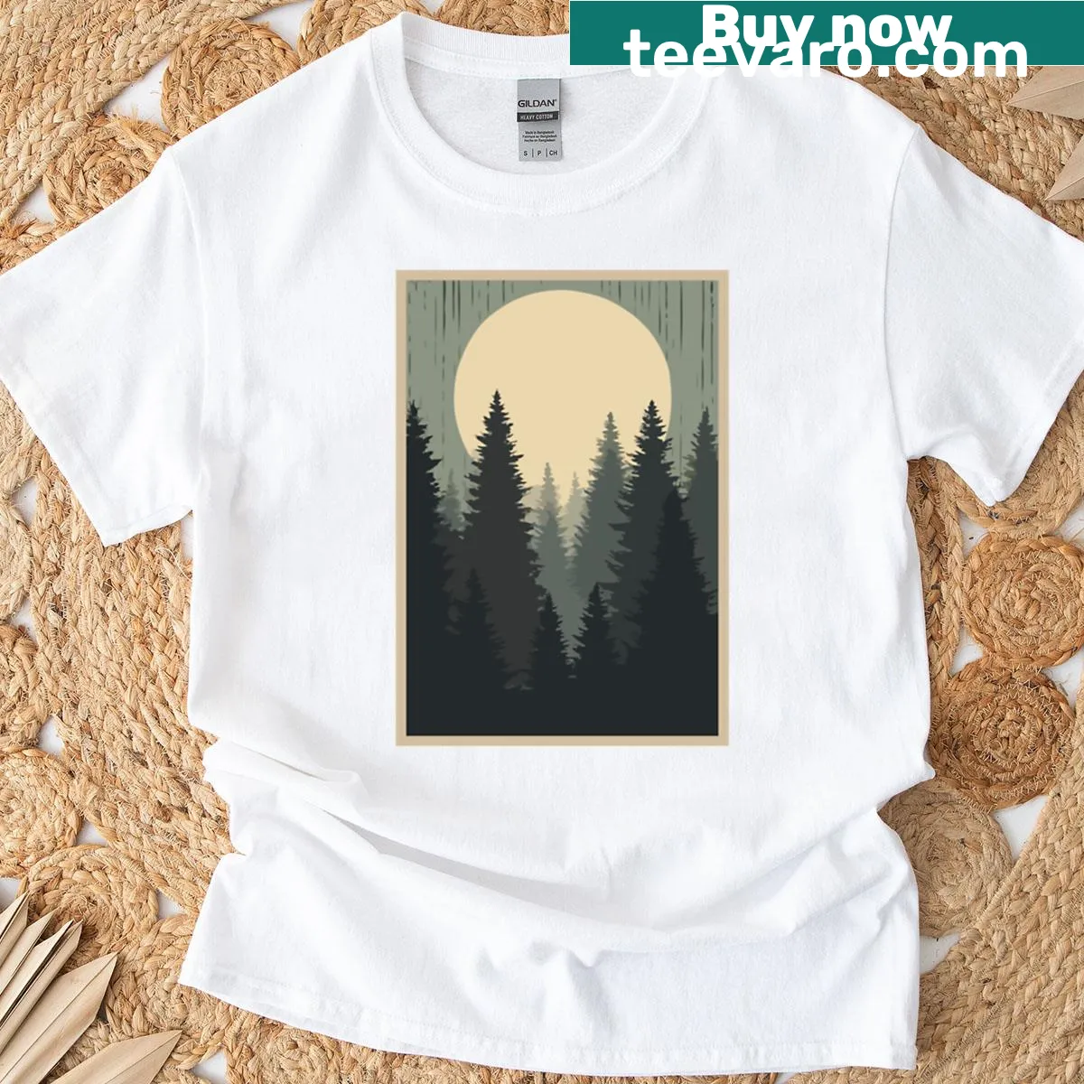 Vintage forest graphic on a distressed t-shirt — on a men's t-shirt