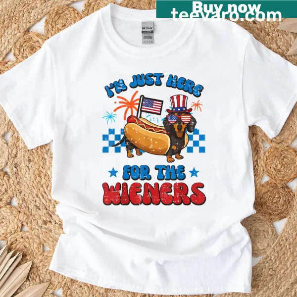 Cartoon dachshund design for the Fourth of July T-shirt