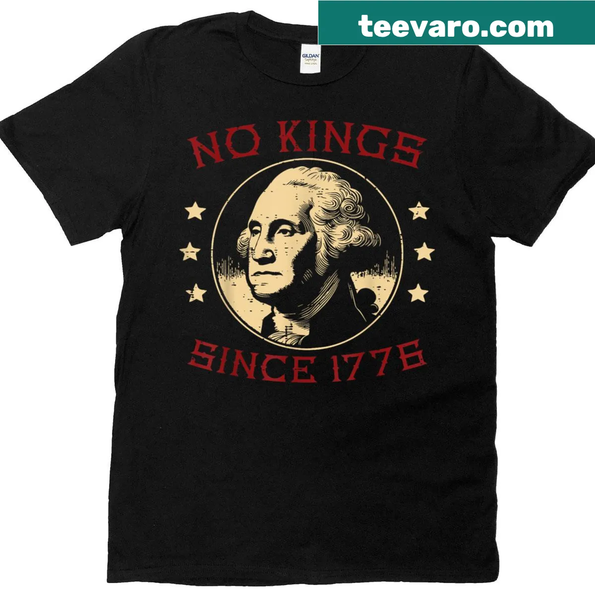Patriotic Independence Day T-shirt with 'No Kings Since 1776' — on a men's t-shirt