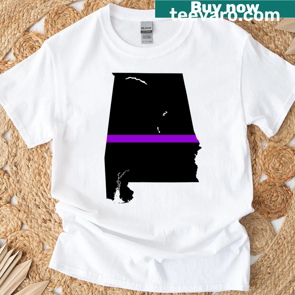 Thin Purple Line emblem t-shirt supporting domestic violence awareness — on a men's t-shirt