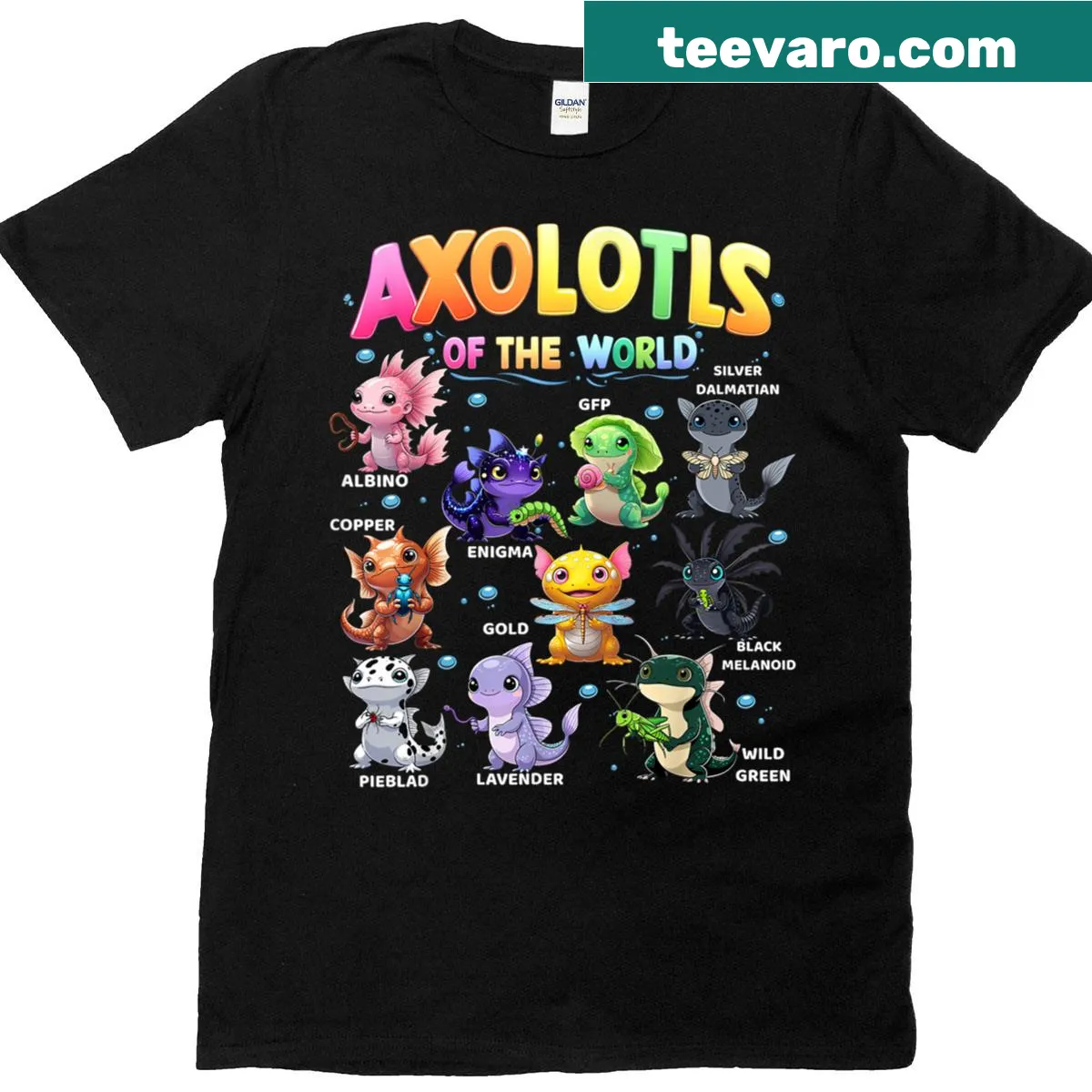 Cute kawaii axolotl t-shirt design — on a men's t-shirt
