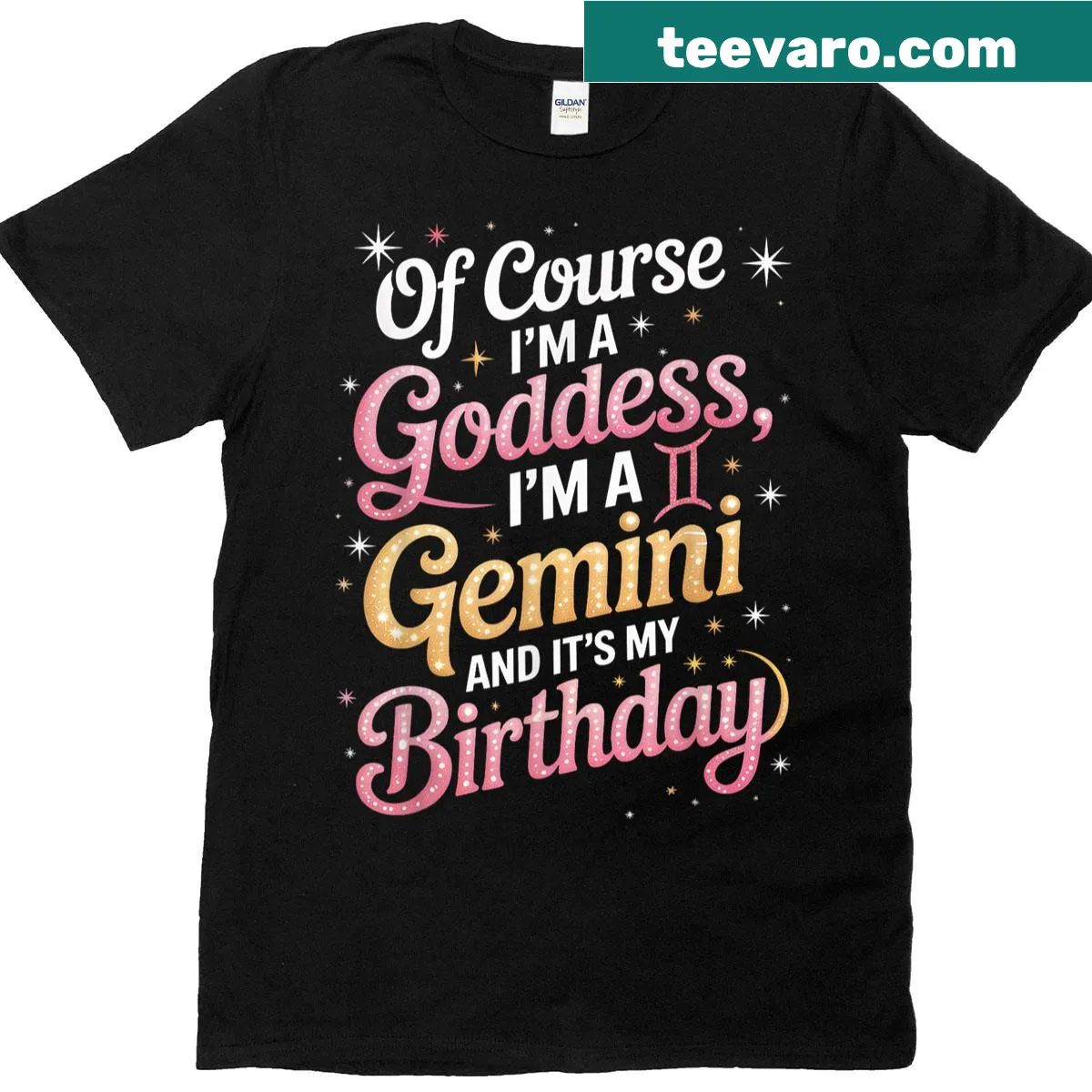 Birthday T-shirt for Gemini women with 'It's My Birthday' and 'Goddess Queen' text — on a men's t-shirt