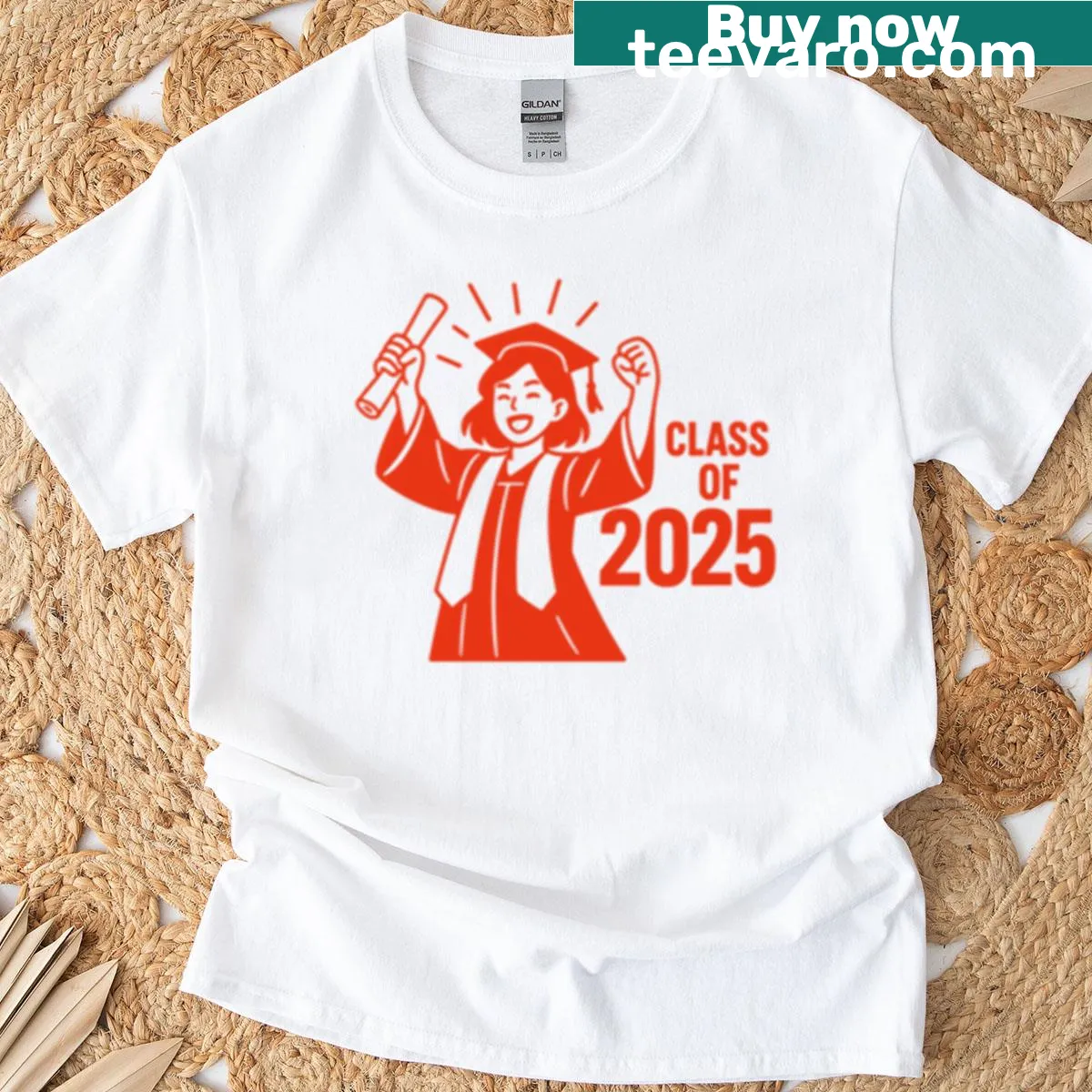 Class of 2025 graduate t-shirt for girls with bold text — on a men's t-shirt