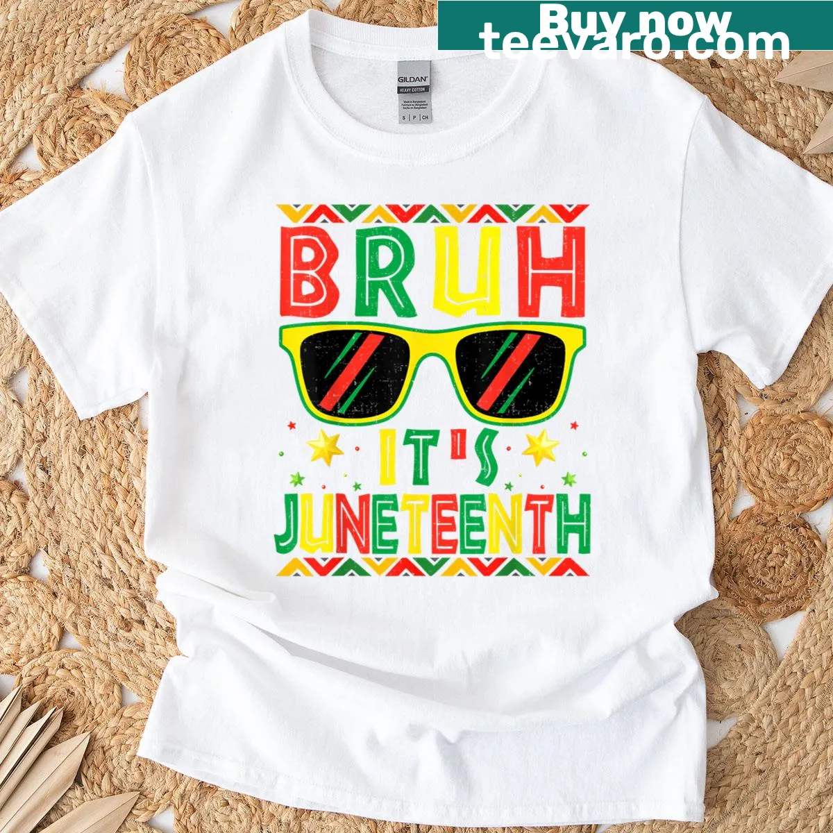 Cute Juneteenth t-shirt featuring sunglasses graphic — on a men's t-shirt