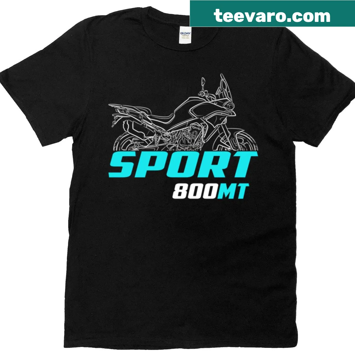 Cfmoto 800mt Sport graphic on a motorcycle-themed T-shirt — on a men's t-shirt