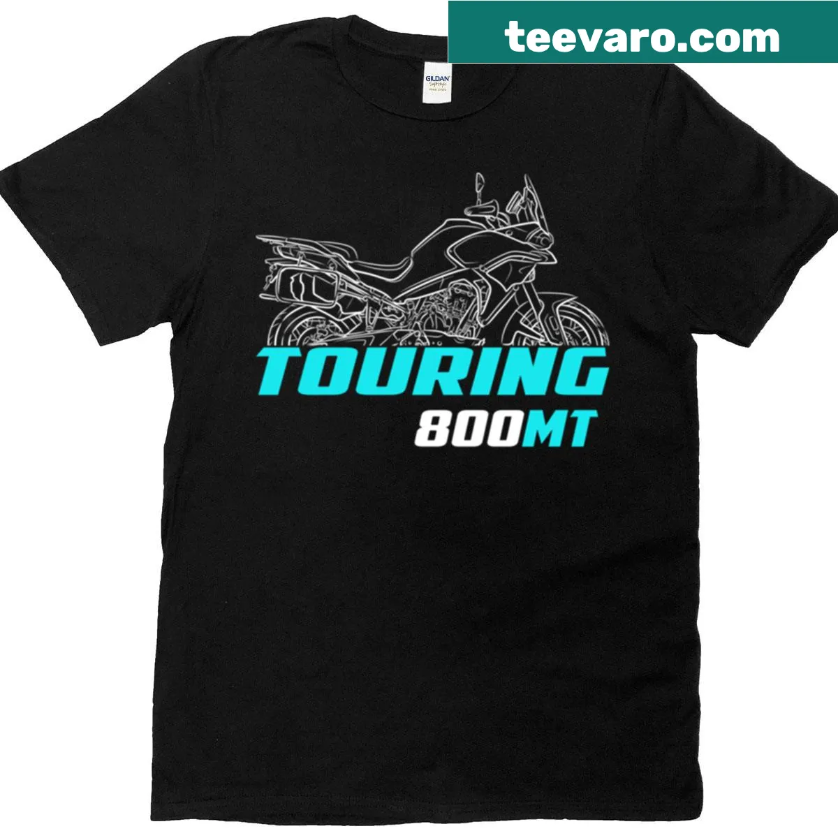 Cfmoto 800mt Touring graphic on a biker T-shirt — on a men's t-shirt