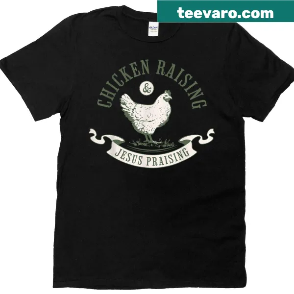 Inspirational t-shirt with a humorous faith-based phrase about chicken and Jesus