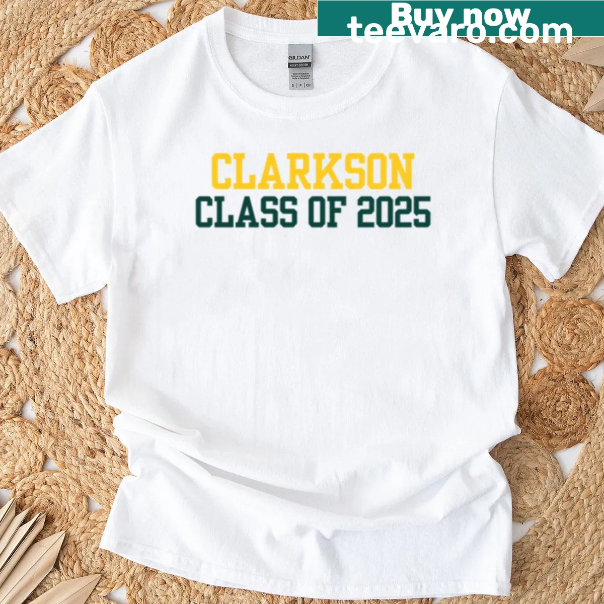 Class of 2025 Clarkson T-shirt with bold lettering — on a men's t-shirt
