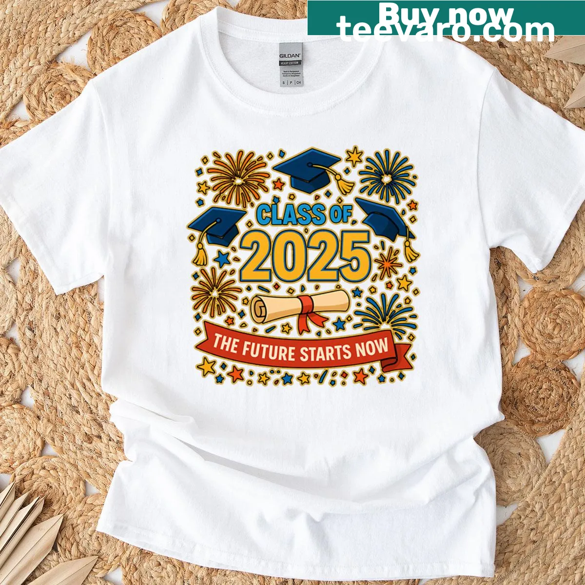 Inspirational Class of 2025 graduation t-shirt with motivational text — on a men's t-shirt
