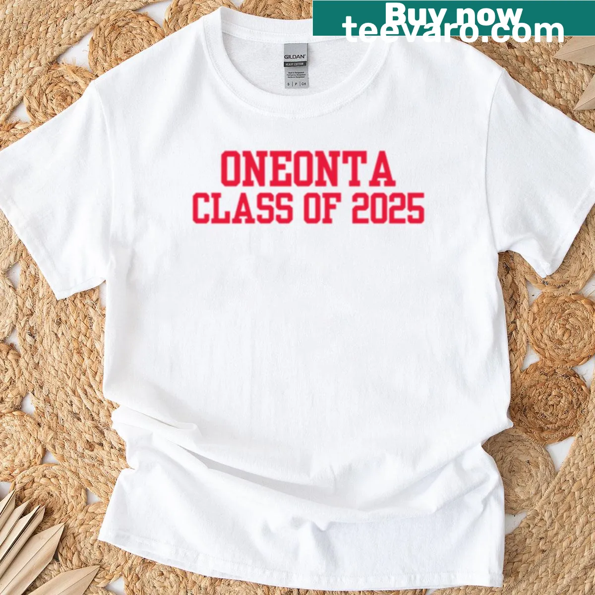 Class of 2025 Oneonta Oversized T-shirt with prominent text — on a men's t-shirt