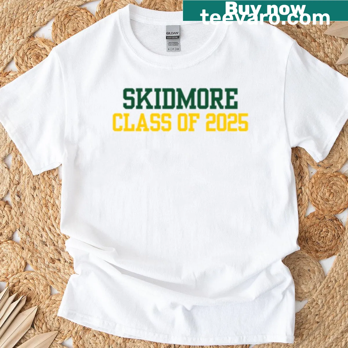 Class of 2025 Skidmore t-shirt with bold graduation text — on a men's t-shirt