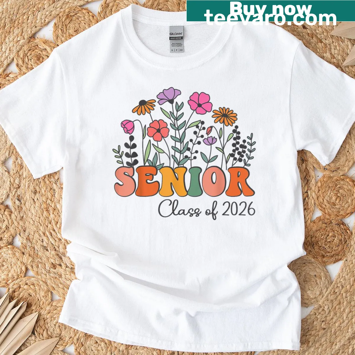 Floral t-shirt for Class of 2026 graduates with elegant design — on a men's t-shirt