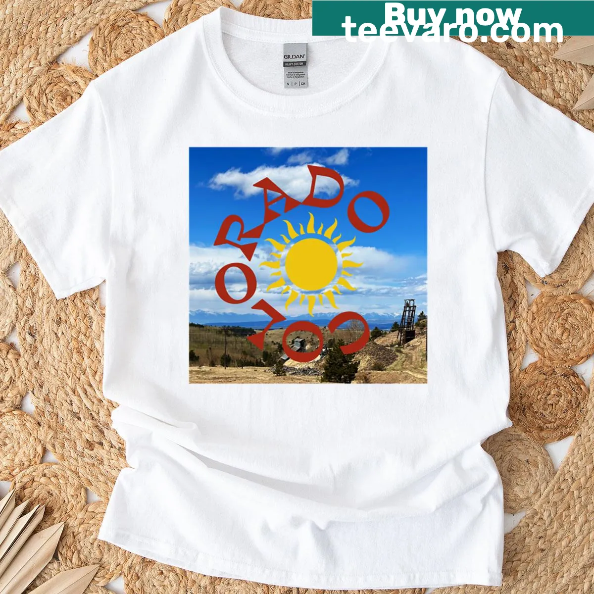 Illustrated T-shirt showcasing Colorado's natural beauty — on a men's t-shirt