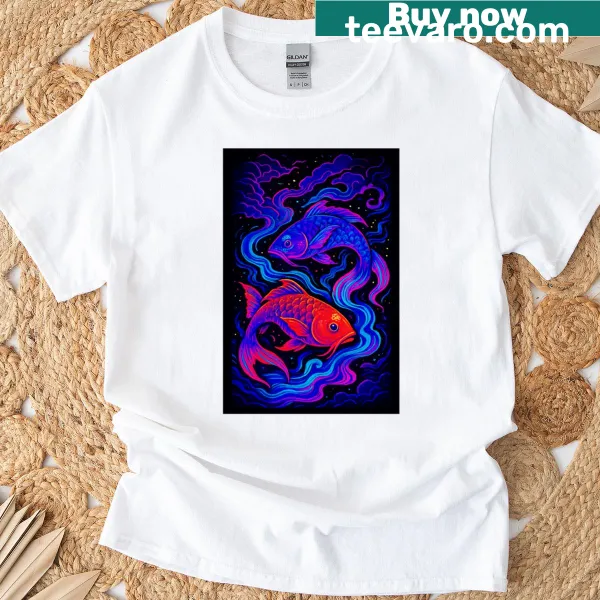 Psychedelic koi fish swirl illustration on premium t-shirt