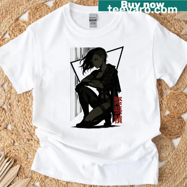 Cyberpunk t-shirt featuring an anime girl in tactical gear design