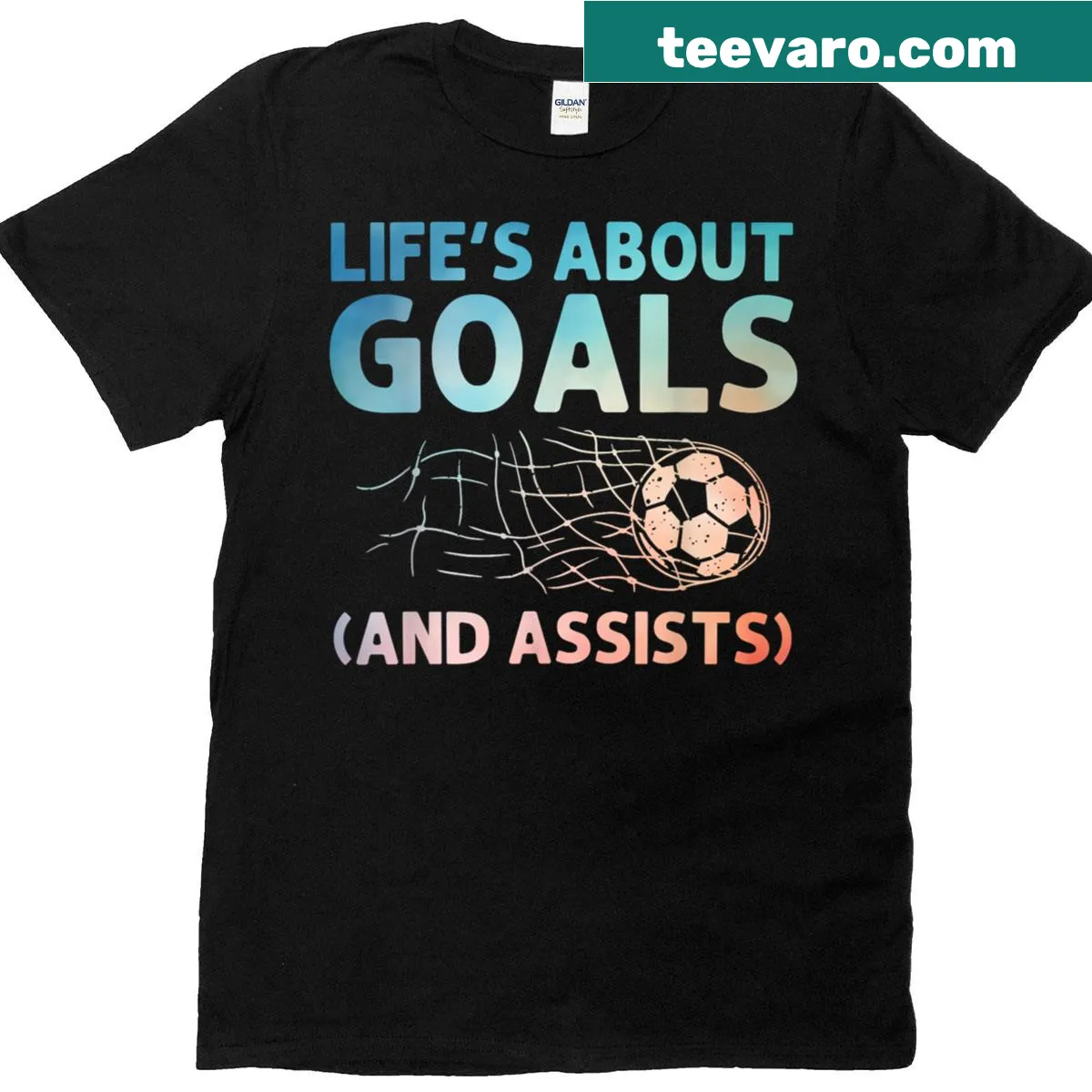 Dynamic soccer-themed T-shirt for fans and players — on a men's t-shirt