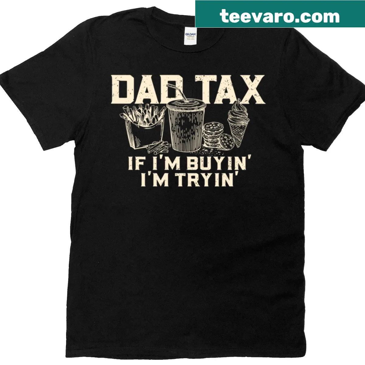 Funny text definition of Dad Tax on a T-shirt — on a men's t-shirt