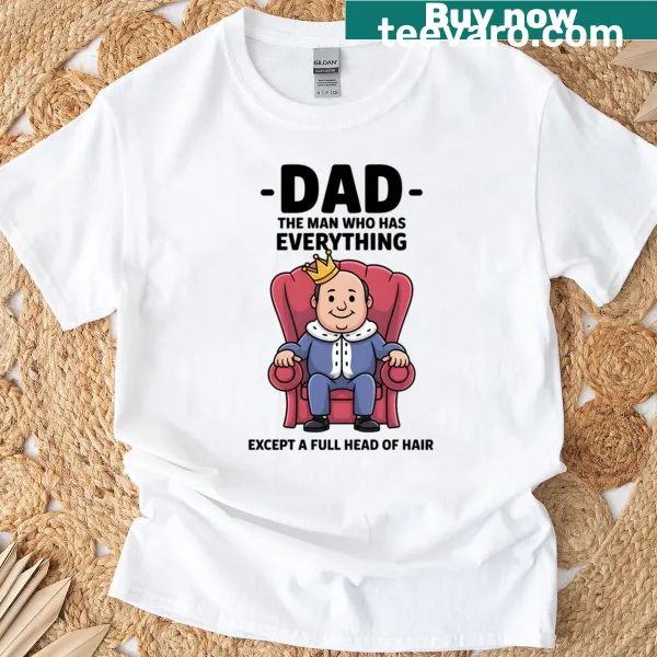 Funny bald dad humor t-shirt with playful text