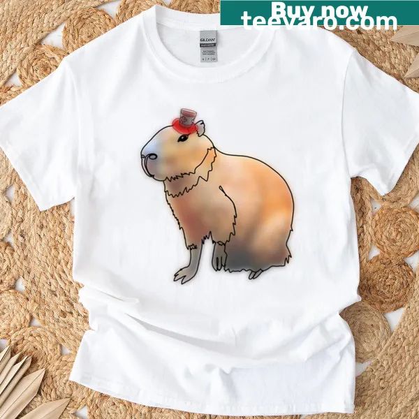 Funny capybara t-shirt with Canadian top hat graphic