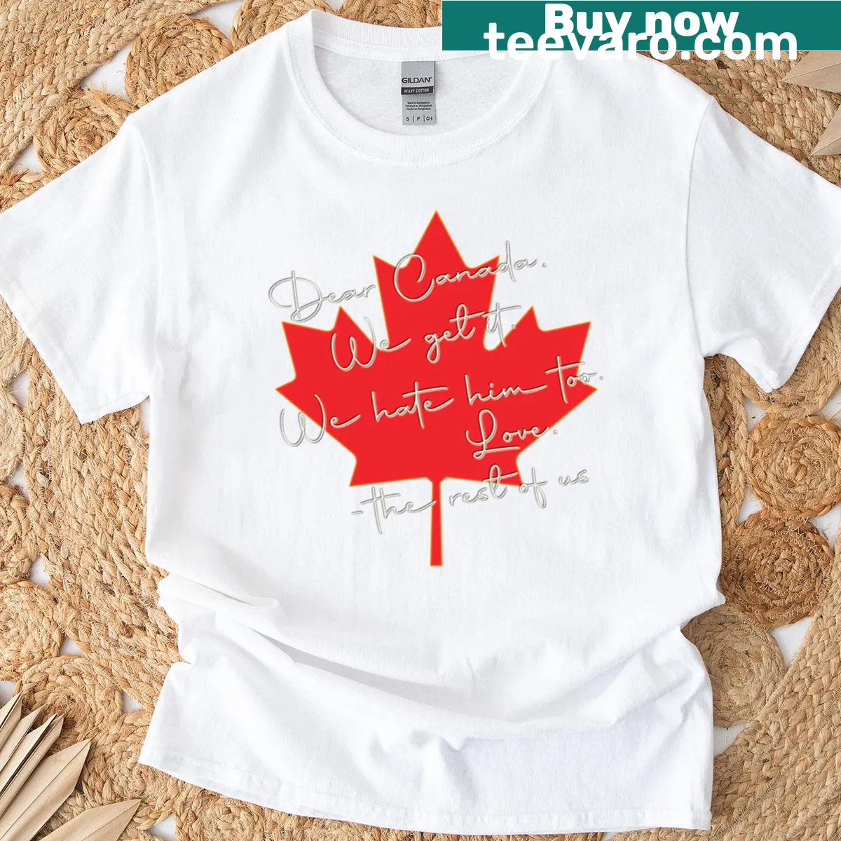 Solidarity message T-shirt expressing shared sentiment towards Canada — on a men's t-shirt