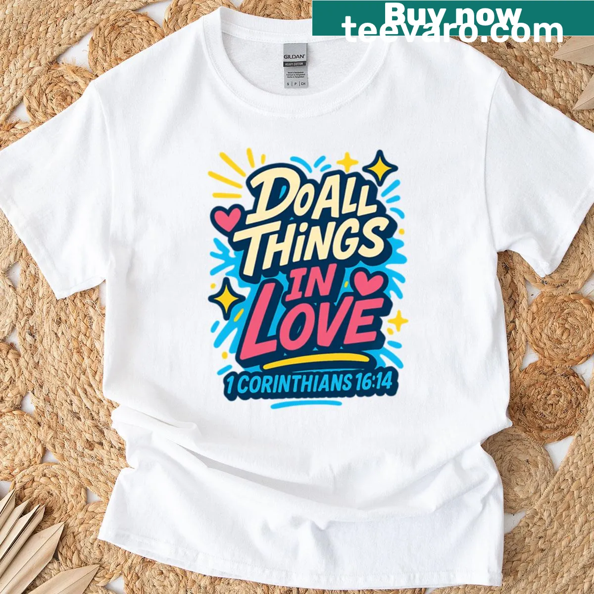 Inspirational t-shirt featuring the phrase 'Do All Things In Love'. — on a men's t-shirt