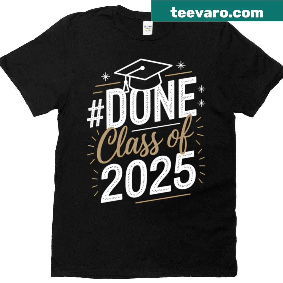 Graduation t-shirt for the class of 2025 with bold lettering — on a men's t-shirt