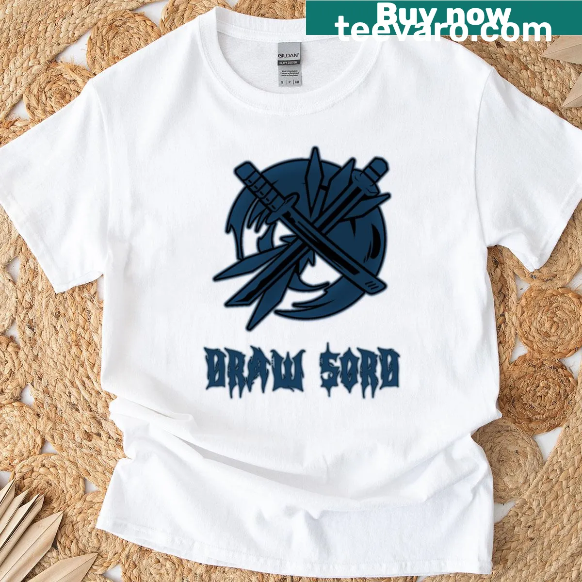 Gaming T-shirt featuring Draw Sord guild design from Solo Leveling — on a men's t-shirt