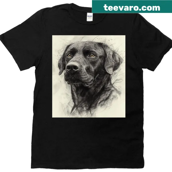 T-shirt featuring elegant artwork of fierce paws representing black retrievers