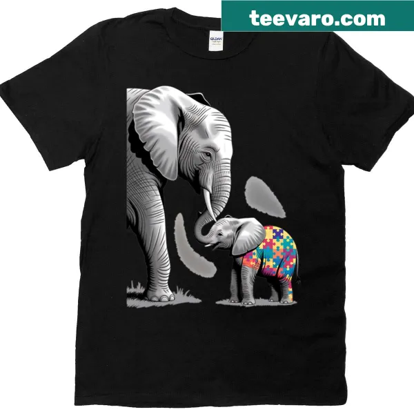 T-shirt with an elephant graphic promoting autism awareness