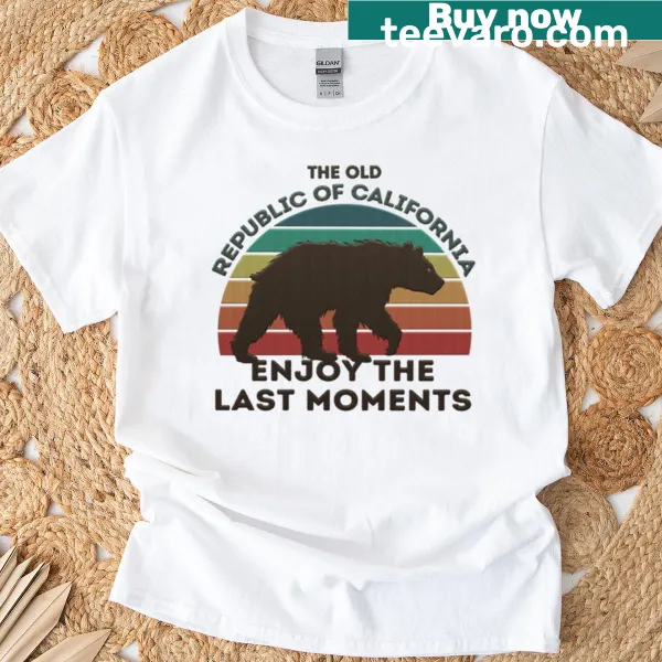 Textured graphic of the California Republic flag on a casual t-shirt