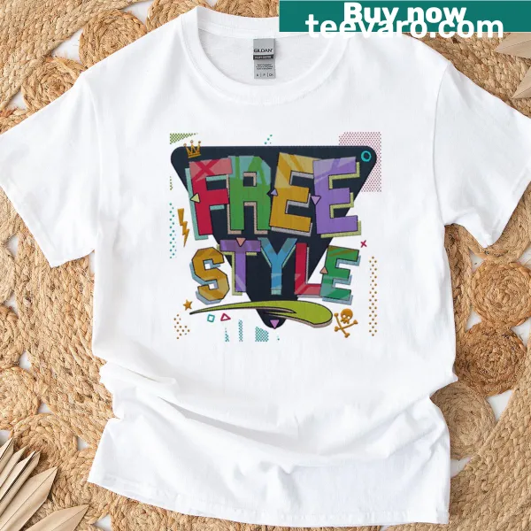 Textured badge emblem T-shirt featuring an embroidered logo design