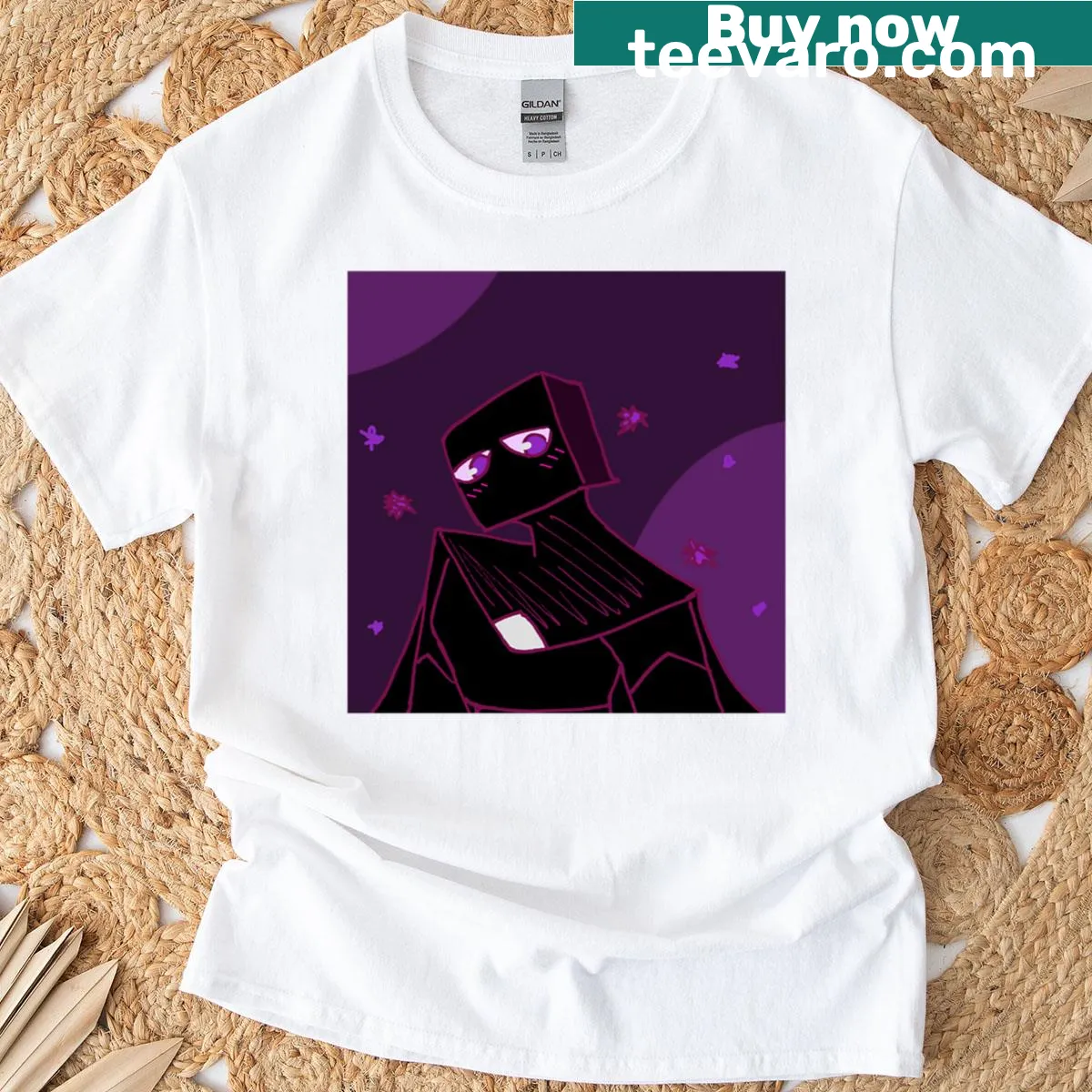 Oversized T-shirt featuring Endie the Enderman from Minecraft — on a men's t-shirt