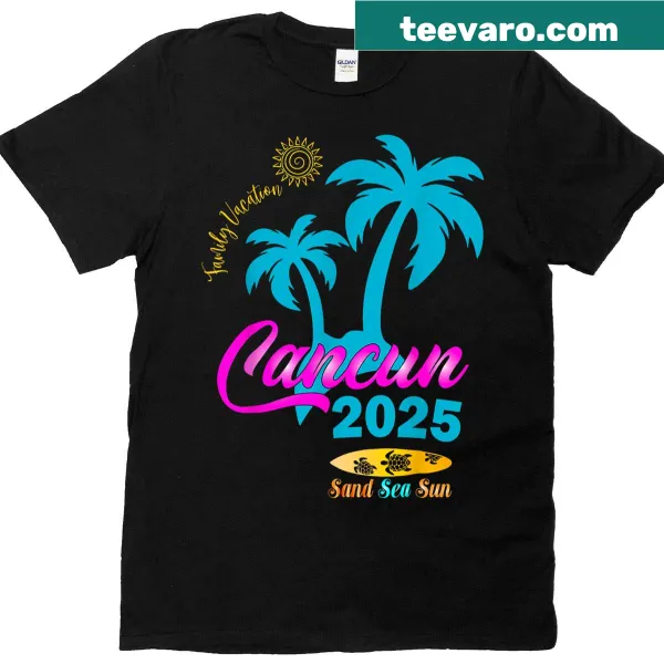Family Vacation Cancun 2025 T-shirt with bold lettering