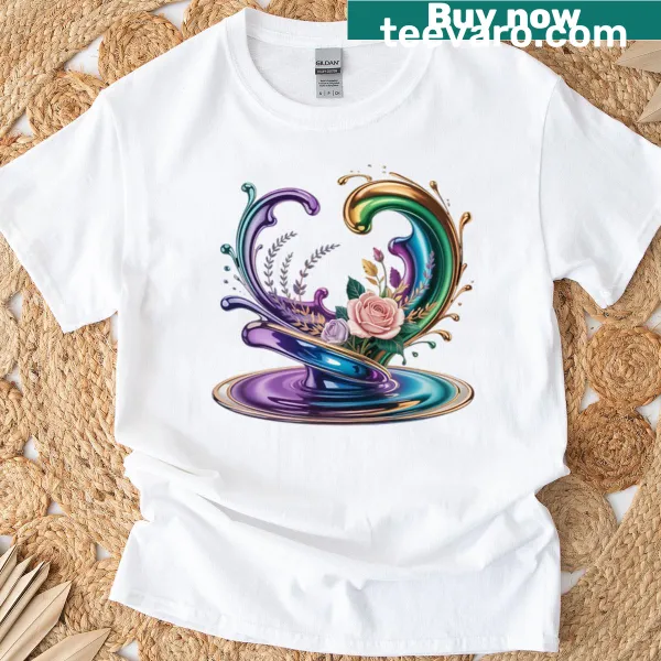 Abstract rose design on a T-shirt symbolizing growth and love